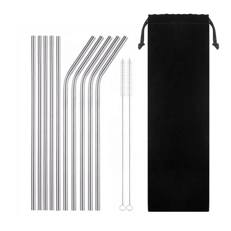 

Amazon Reusable Stainless Steel Drinking Straws with Pouch Set of 10, Silver;gold;rose gold;black;rainbow;etc.