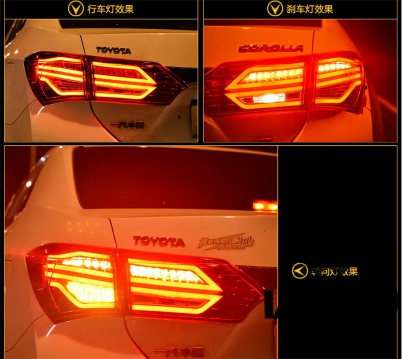 Vland Manufacturer LED car taillamp for Corolla Altis LED tail lamp rear light year model for 2014-2016