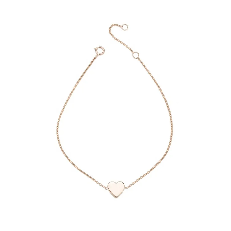 

925 jewelry 18K plated dainty heart shape rose gold silver bracelet