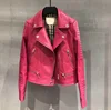 Multi Color S-XXL Plus Size Solid Biker Jacket Slim Fit Short Jacket Women Classic Zip up Genuine Leather Biker Jacket