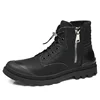 toe anti-collision design side zipper cowhide leather upper were resisting rubber soles boots for men military