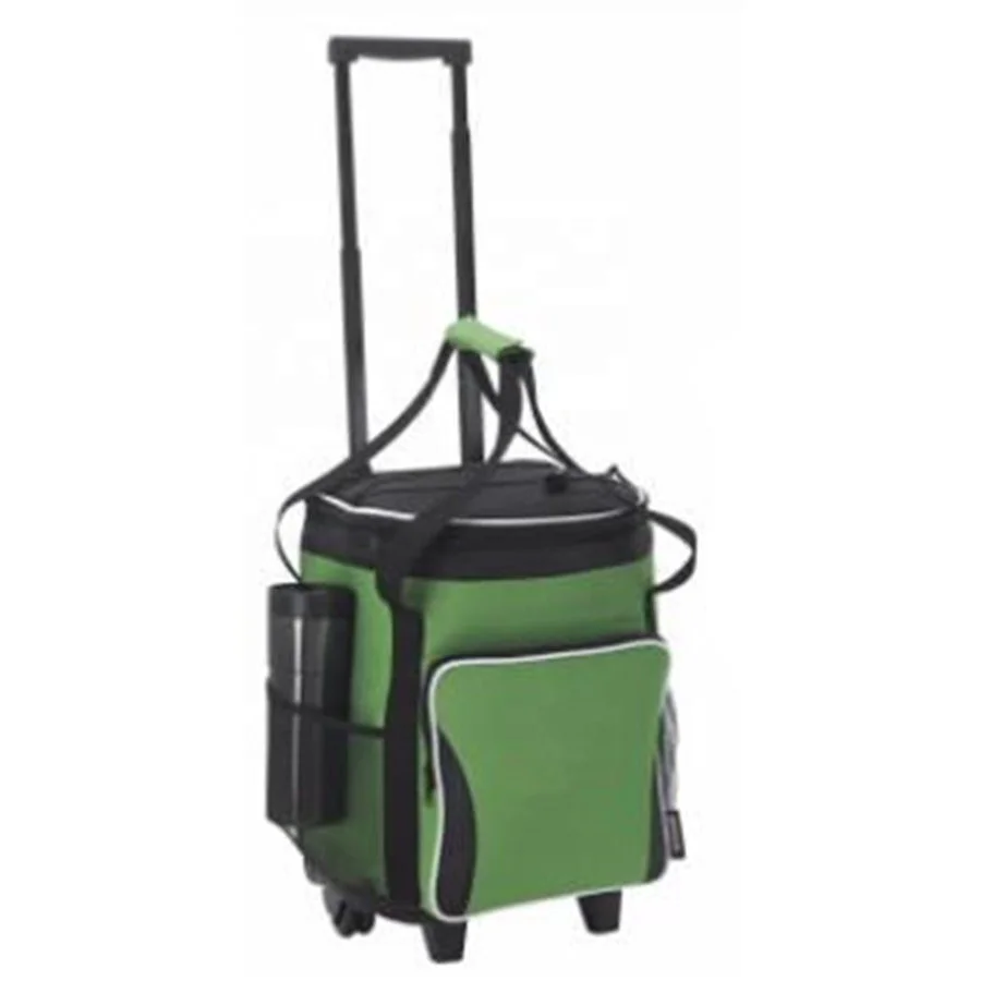 

Custom Ice Cream Carry Trolley Tote Large Thermal Picnic Rolling Cooler Bag On Wheel For Food, Customized color