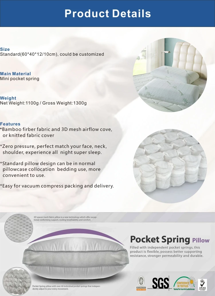 China Supplier New Pocket Spring Pillow For Supermarket Buy China
