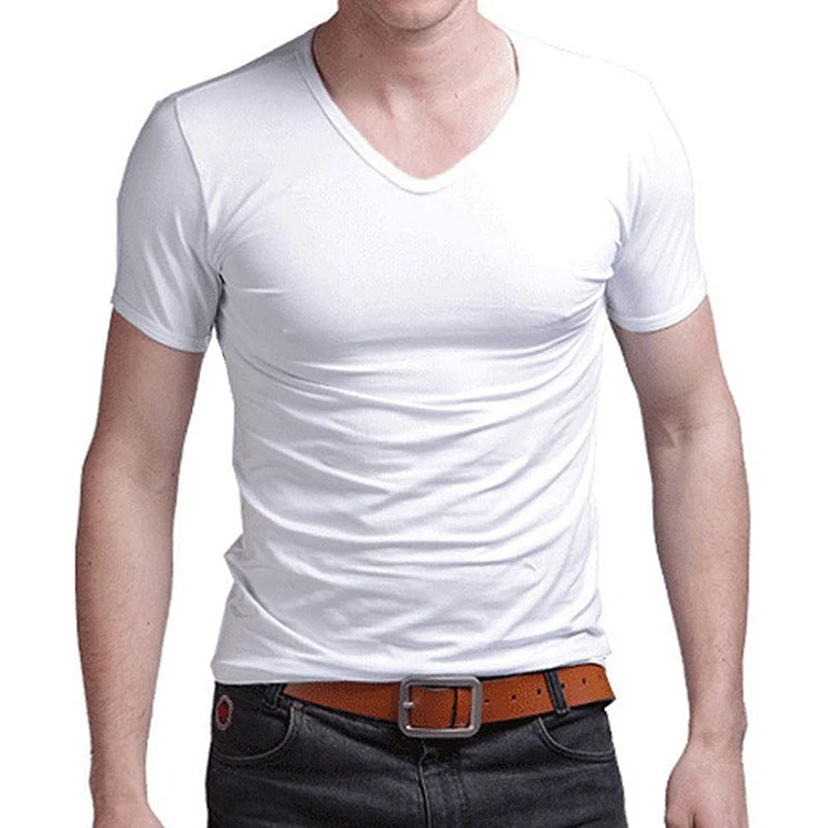 V O Neck 95% Cotton 5% Elastane T Shirt Men T Shirt Custom - Buy Men T ...