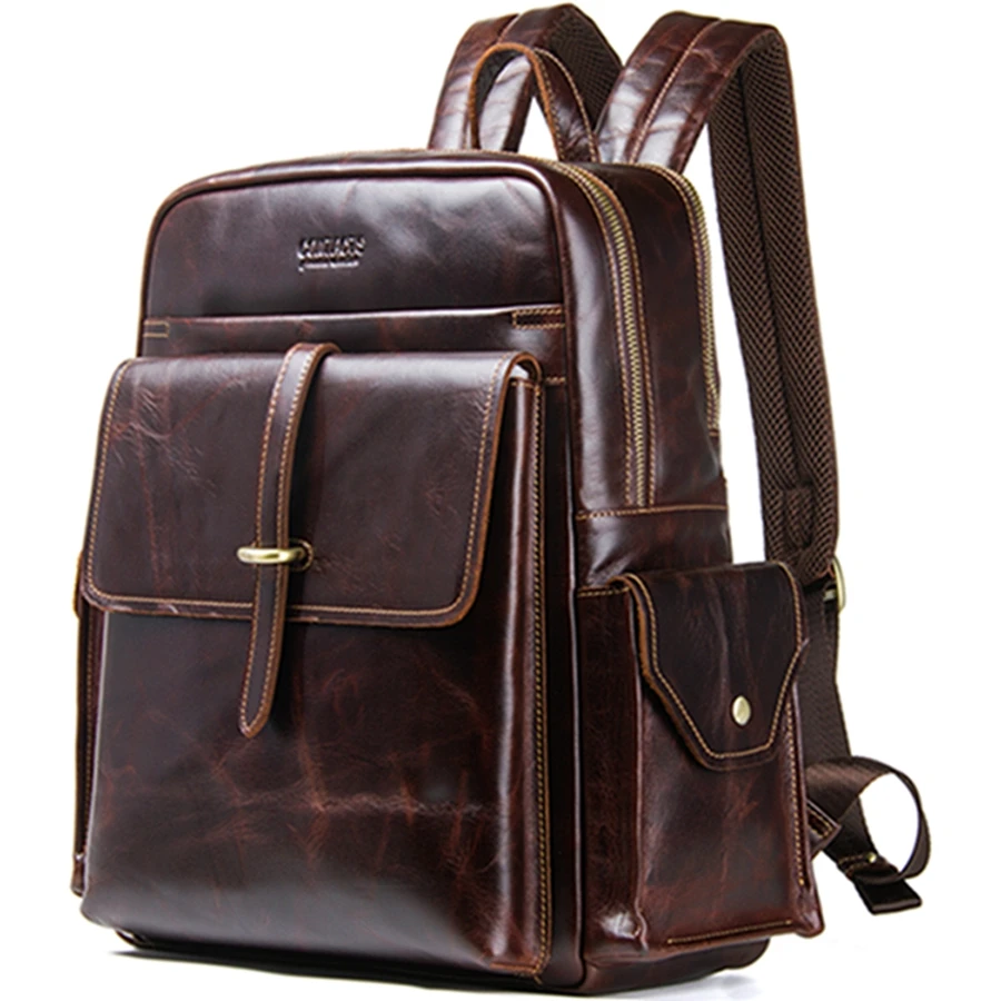 

Dropshipping custom quality travel genuine leather laptop backpack bag for macbook 14 inches, Coffee or customized color