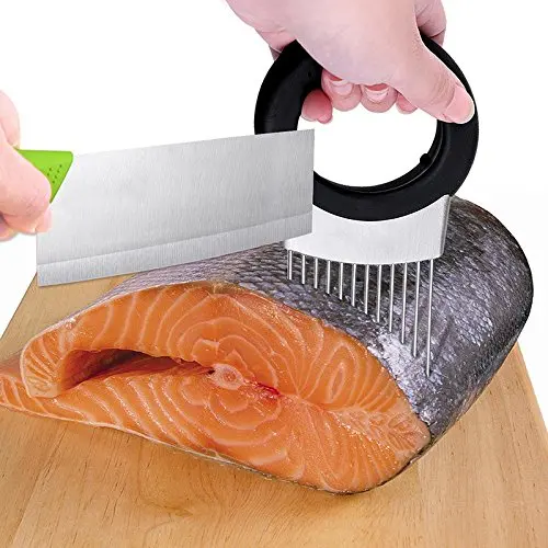 
Onion Holder for Fork Slicing Chopper Gadget Vegetable Potato Holder & Stainless Steel Soap Odor Remover Kitchen Tool 