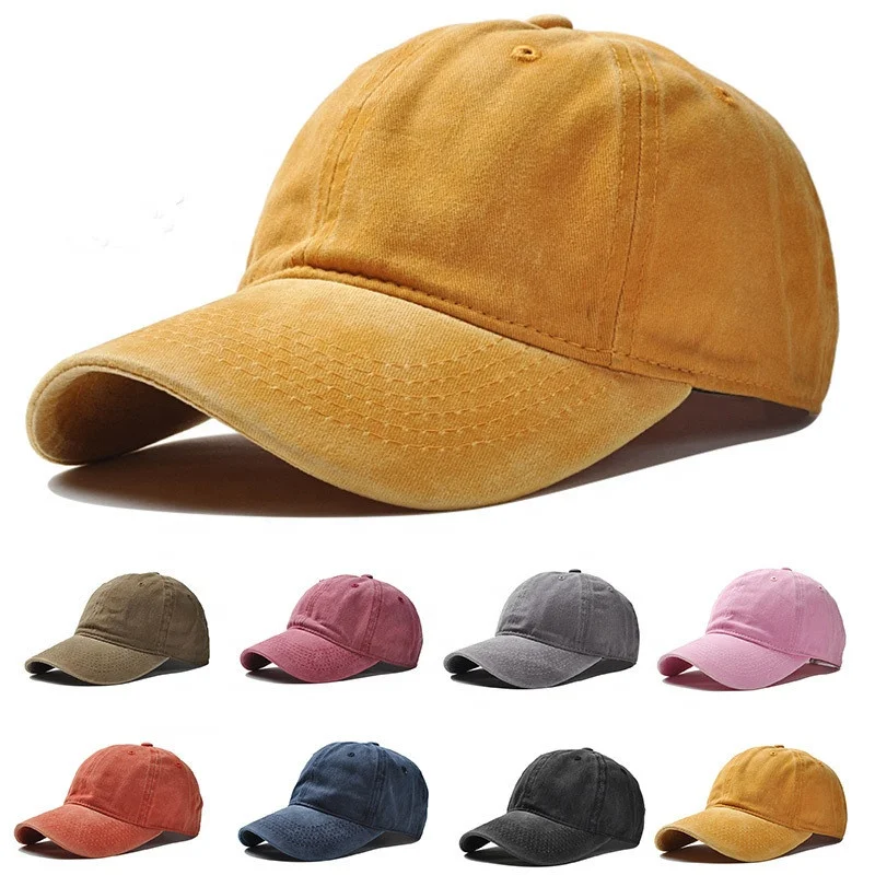 

Wholesale In Stock 12 Colour Trucker Hat Sports Cap Blank Washed Faded Cotton Hat 6 Panel Dad Hat Baseball Cap for Women Men