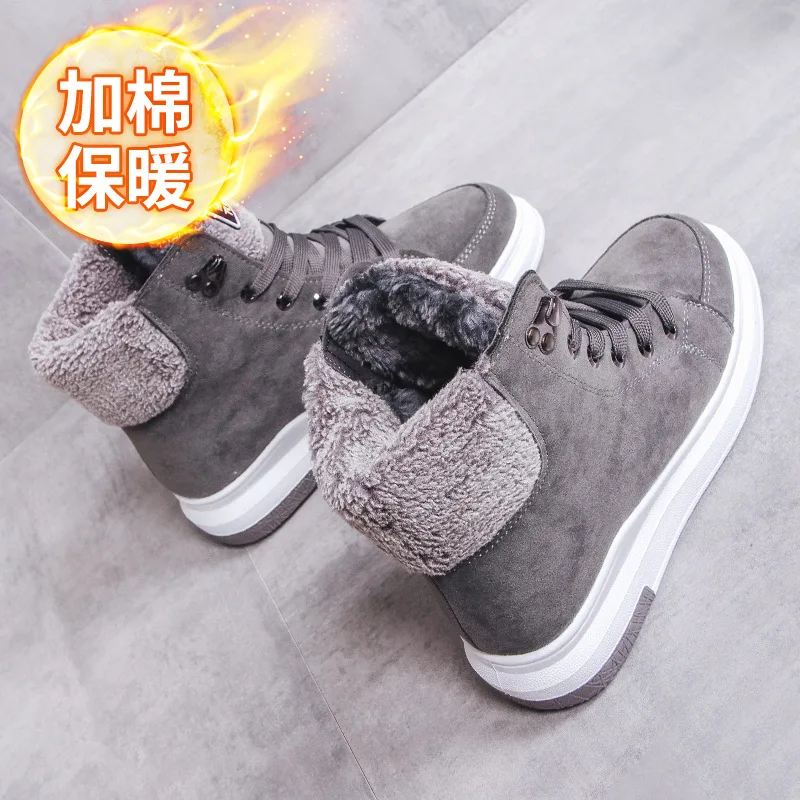 
lace up style woman winter boot Suede upper winter outdoor high top sneakers wholesale 