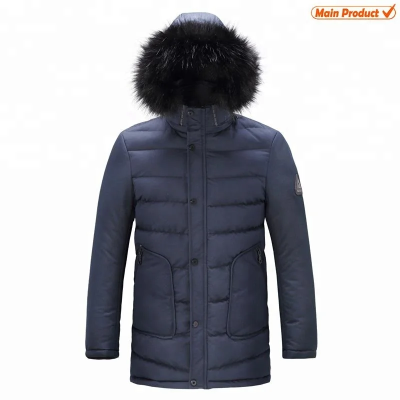 

Wholesale Hooded Parka Puffer Jacket Winter Parka Fur Jacket Long Coat Mens Overcoat OEM Custom Jacket, Black;blue;gray