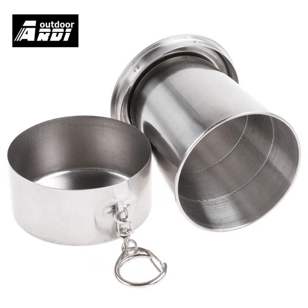
Stainless Steel Portable Mini Travel Retractable Cup Keychain Telescopic 