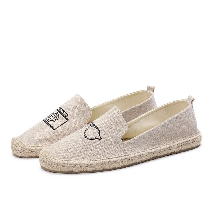 Wholesale Embroider Design Slip On Casual Shoes Woman's Jute