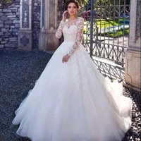 

ZH3273G Arabic Lace Wedding Dresses 2018 Long Sleeves Applique Beads Sweetheart Court Train A Line Wedding Bridal Gowns
