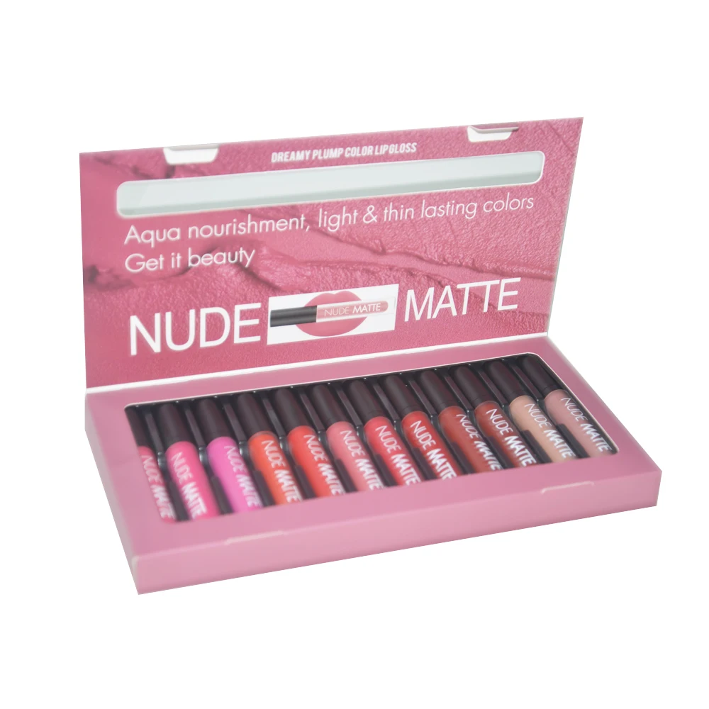 
LCHEAR wholesale cosmetics 12 Colors Nude Matte Lip Gloss set In Stock Long-lasting Liquid Lipstick Set DQ1134 