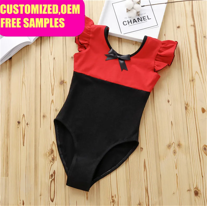 

2018 Hot Sale Girls Ballet Training Dancewear Cotton Flutter Sleeve Kids Leotards