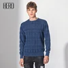Men acid wash distressed effects tops 100% cotton knit pullover cotton sweater