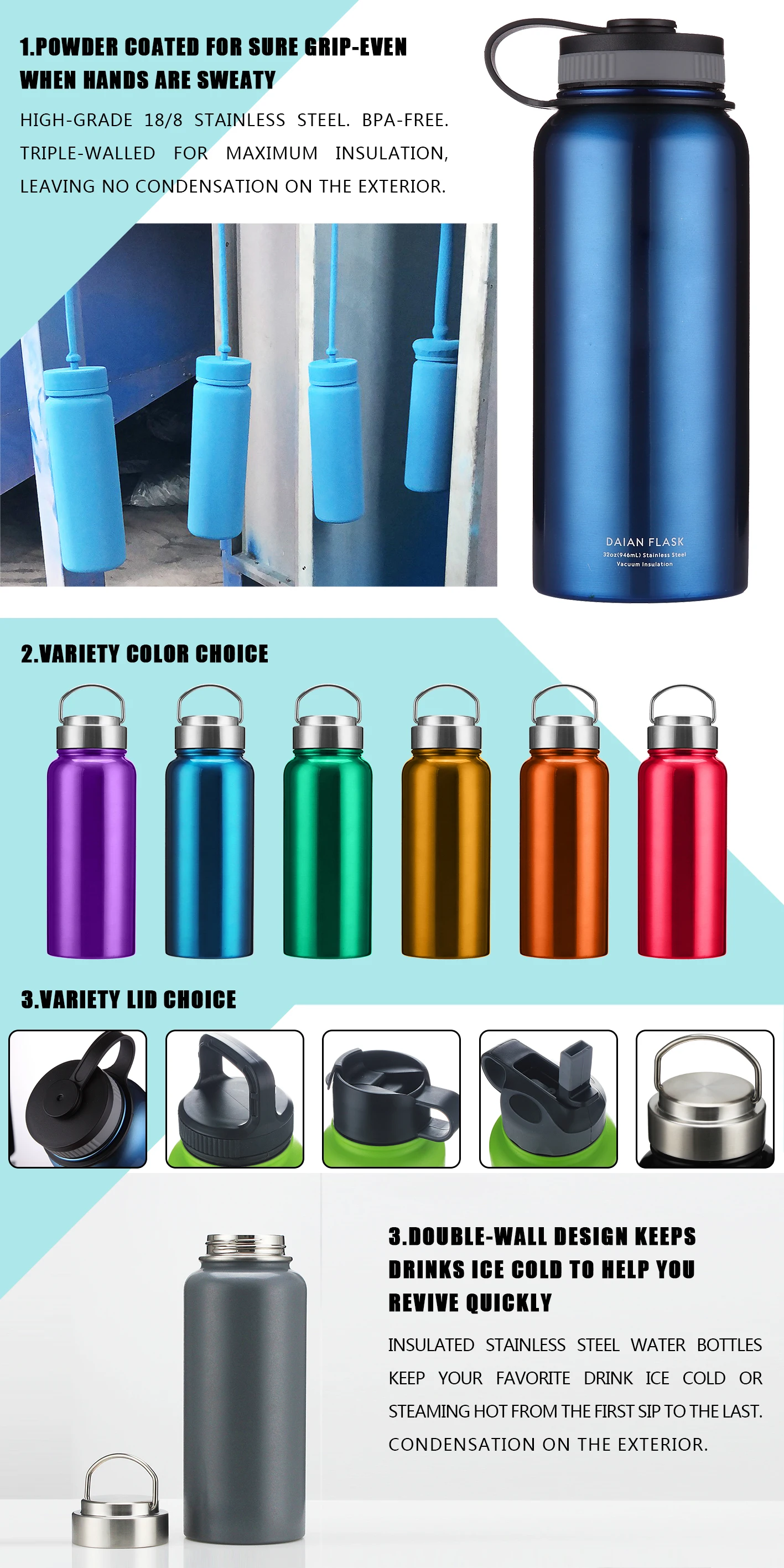 Custom Printed Thermos Bottle Sport Custom Water Bottles No Minimum