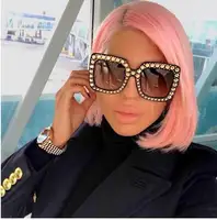 

hot sell big frame fashion designer brand bling bling diamond sunglasses for girls
