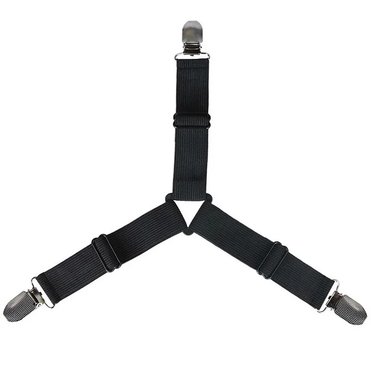 

4Pcs Bed Sheet Holder Fasteners Suspenders Gripper Cushion sofa blanket Triangle & Elastic Straps Adjustable Bed Sheet Clip