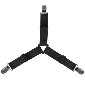 Image of 4Pcs Bed Sheet Holder Fasteners Suspenders Gripper Cushion sofa blanket Triangle & Elastic Straps Adjustable Bed Sheet Clip