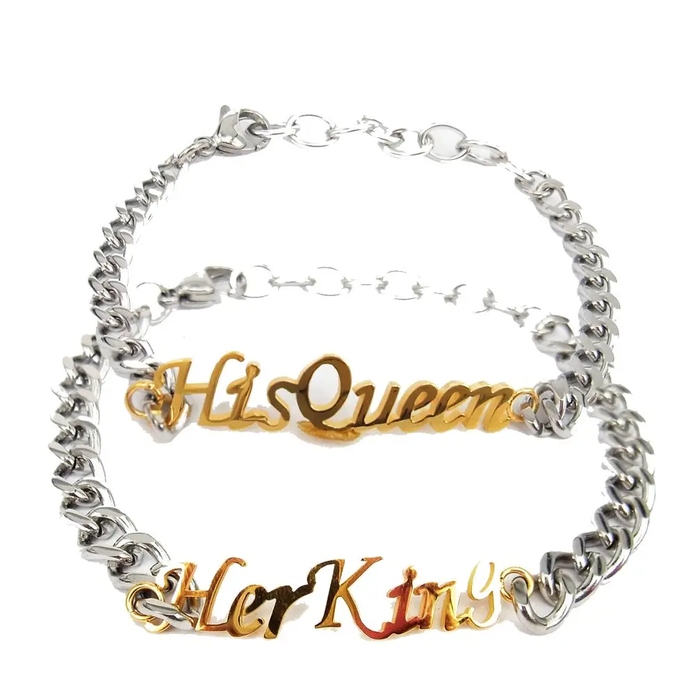 

King Queen Bracelet Unique Gift for Lover His Queen""Her King " Couple Bracelet Stainless steel Bracelets For Women, N/a