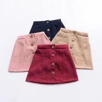 

2-6 Years Skirt Girl Mini Pink Maroon Khaki Girls Skirts School Wear With Button M90249