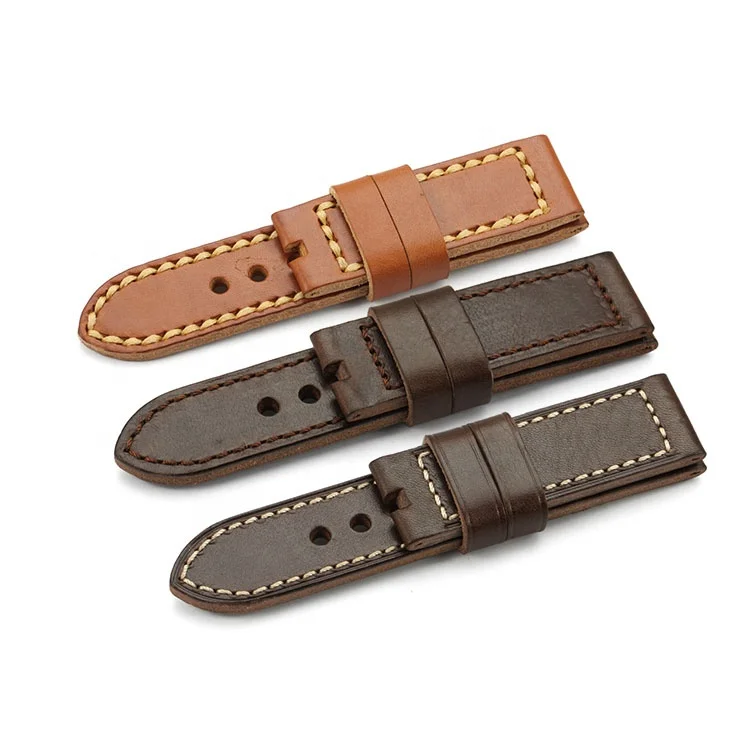 

OEM Western Wristband for Men Women Italy Genuine Leather 24mm Dark Brown Vintage Watch Band Strap, Coffee & brown $ brown with tan stitch