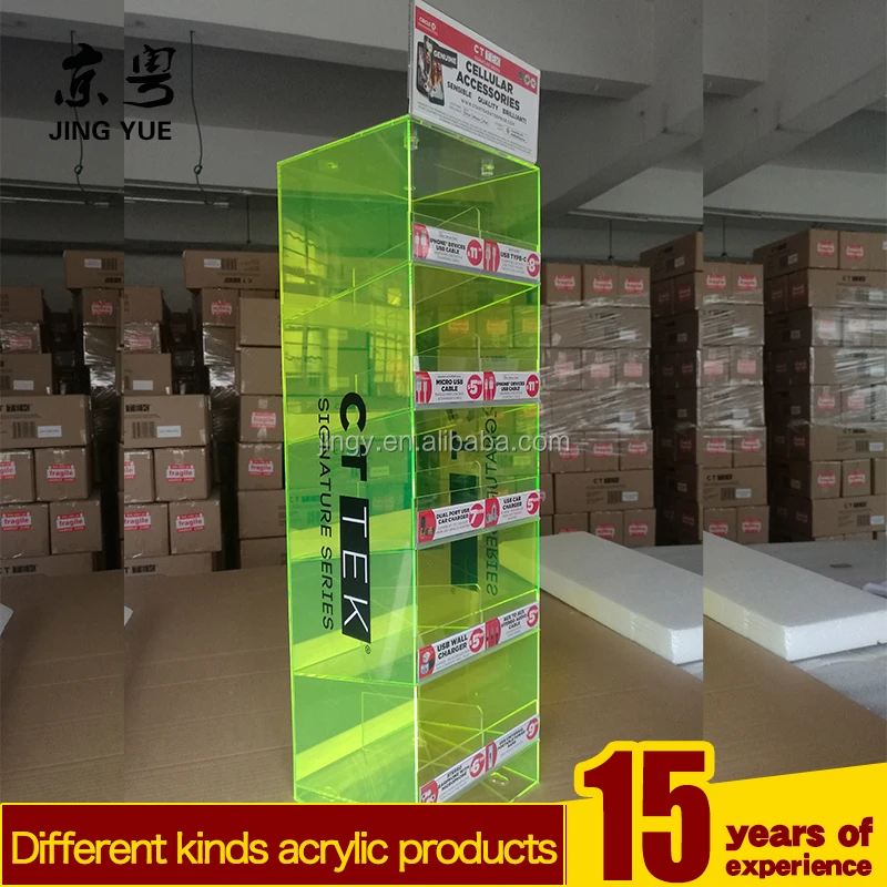 5 Tiers Green Pmma Acrylic Mobile Phone Accessories Data Cable Usb