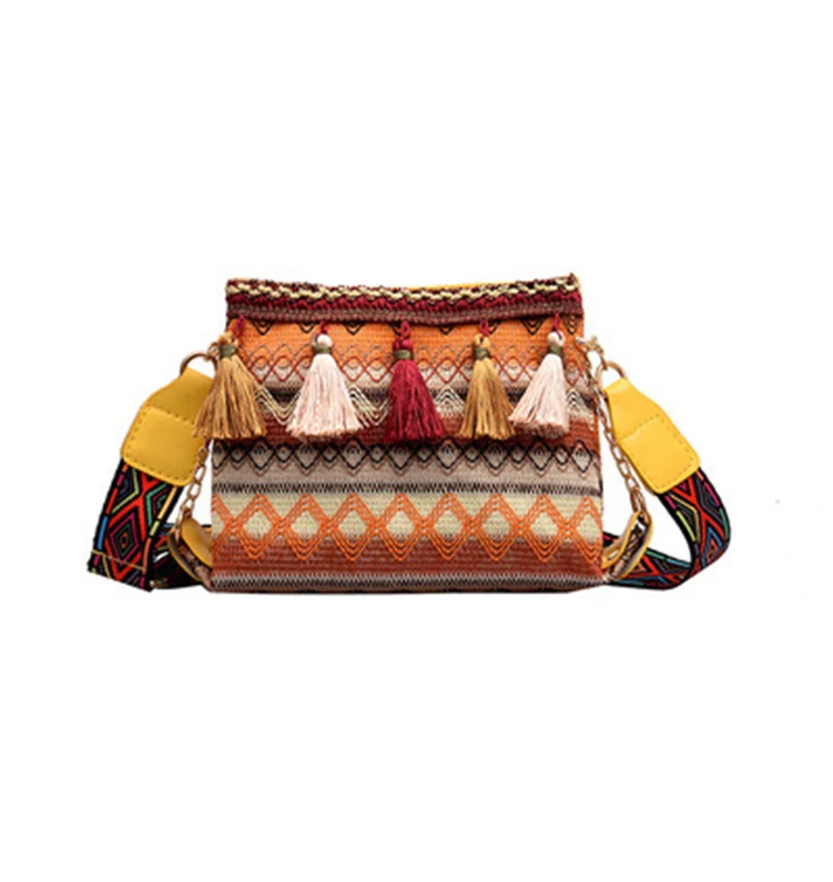 

Vintage boho Girls Crossbody Bag hippie tassel shoulder bag women Messenger Bags
