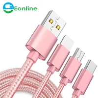 

3 In 1 Micro USB Type C Multi Charger Cable for Xiaomi Samsung Mobile Phone 8-PIN USB Cord USB-C Charging Cabel