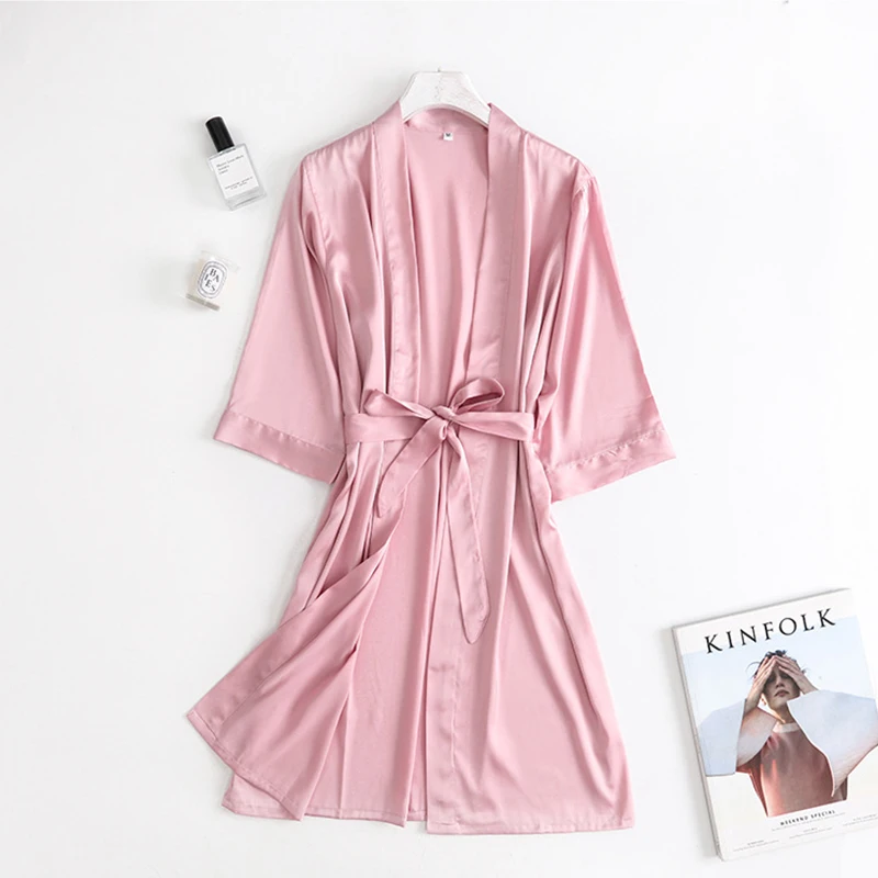 

Wholesale Cheap Fashion Solid Deep Pink Satin Wedding Satin Dress Gown Bridesmaid Bride Robes