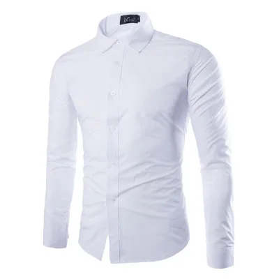 White Man Shirt Long Sleeve Chemise Homme Fashion Business Design Mens ...