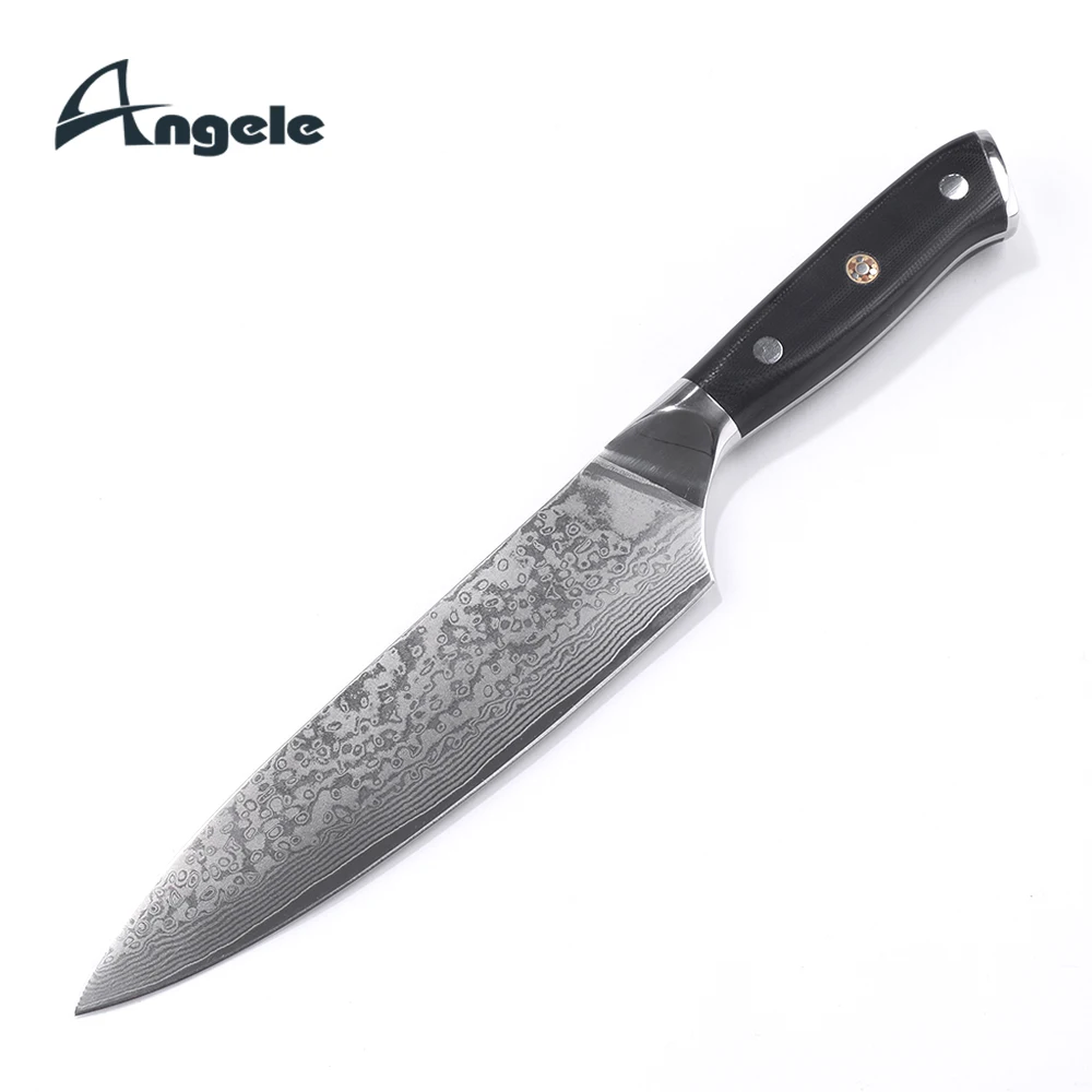 

Amazon hot seller AUS-10 Damascus steel 8 inch chef Knife with G10 handle Kitchen Knife Set