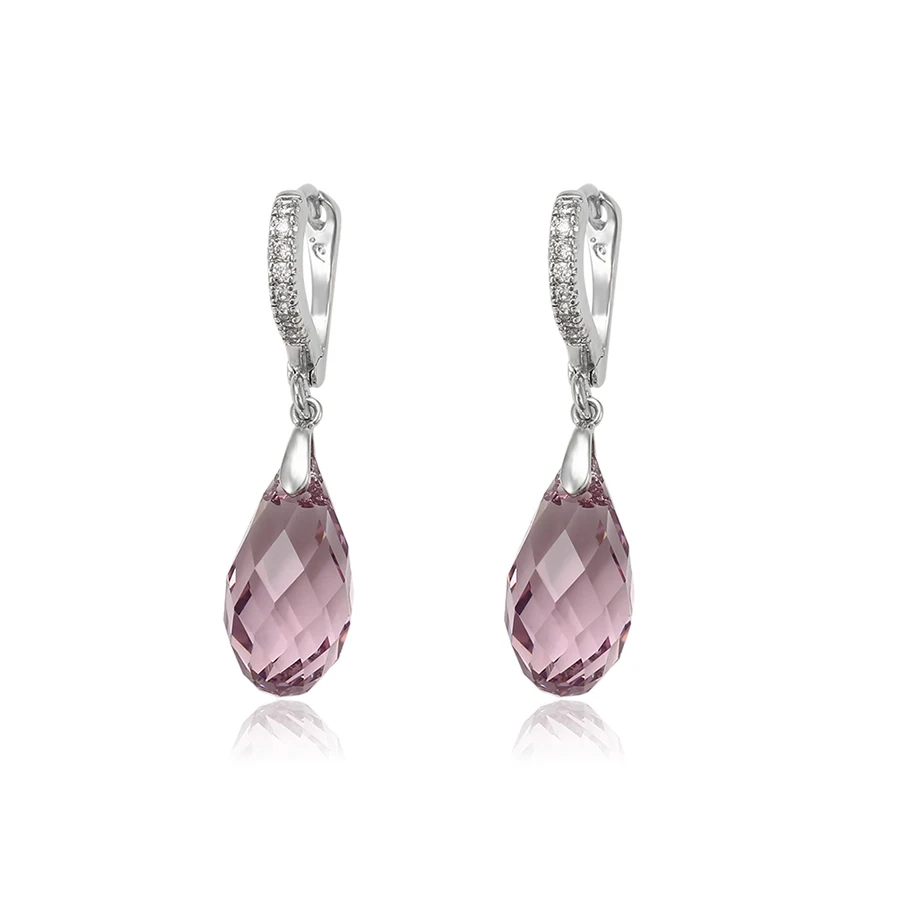 

93963 Xuping best selling crystals from Swarovski single stone designs gold earrings from brazil