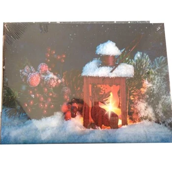 Snow Metal Lantern Led Canvas Art Light Up Frames Photo Wall Art