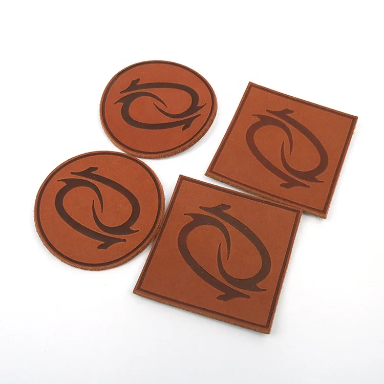 

Self-Adhesive Backing Eco-friendly Customized Hot Stamping Brand Logo Washable Genuine Leather Seat Patches Tags for Bags, Match pantone color code