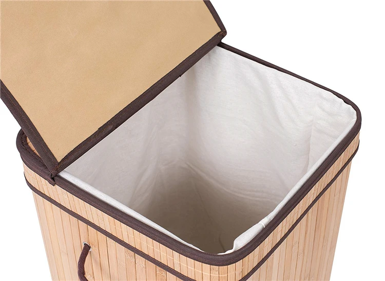 Square Bamboo Collapsible Laundry Basket With Lid Buy Collapsible