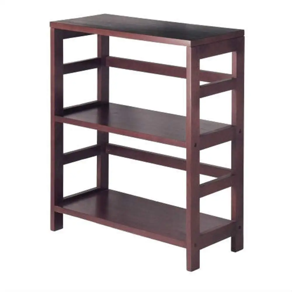 MyEasyShopping Contemporary 3-Tier Bookcase Storage Shelf in Espresso Wood Finish Adjustable Display Furniture Shelving New Tall