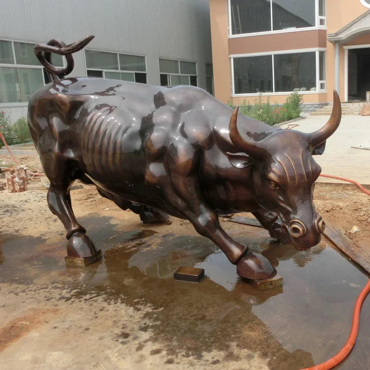 Life Size Metal Copper Cast Bronze Brass Wall Street Bull Statue