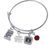 HUSURU Adjustable Wire Dangle Charm Bracelets Cheap Class Of 2018 Bangles Personalized Engraved Message Custom Bangle For Gift