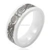 Custom Flat Blank Engraved Dragon Celtic White Ceramic Rings for Men