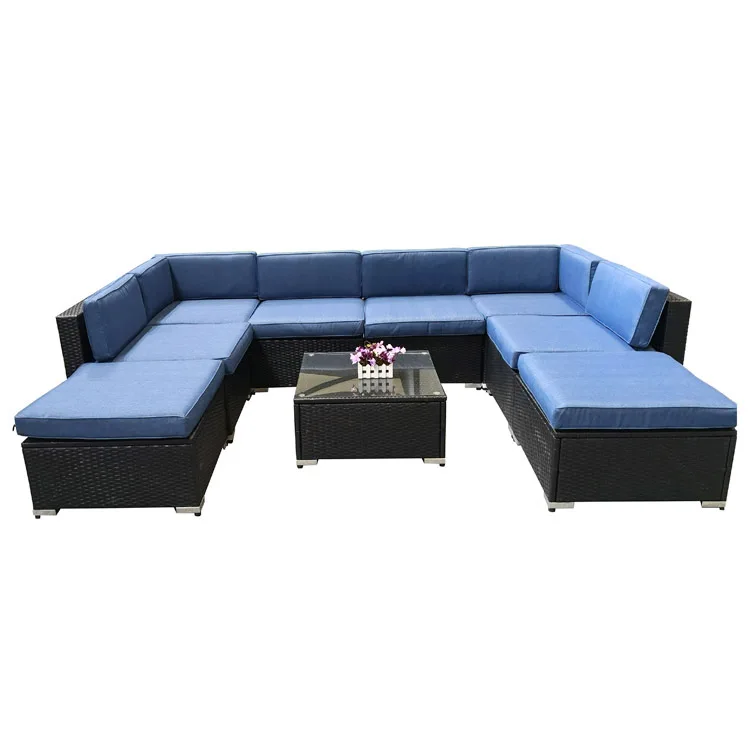 Square Patio Furniture Garden Lounge Sofa Set Kd Design Outdoor Rattan ...