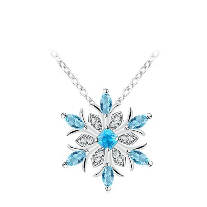 

New Arrival Silver Plated Fashion Pendant Stone Jewelry Snowflake Necklace