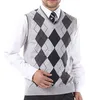 latest sale100% cotton knitted v-neck men argyle sweater vest