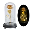 Hot Sale 24K Gold Foil Rose Flower Gold Foil Forever Rose Flower With Led Lights In Glass Dome for Valentines Day