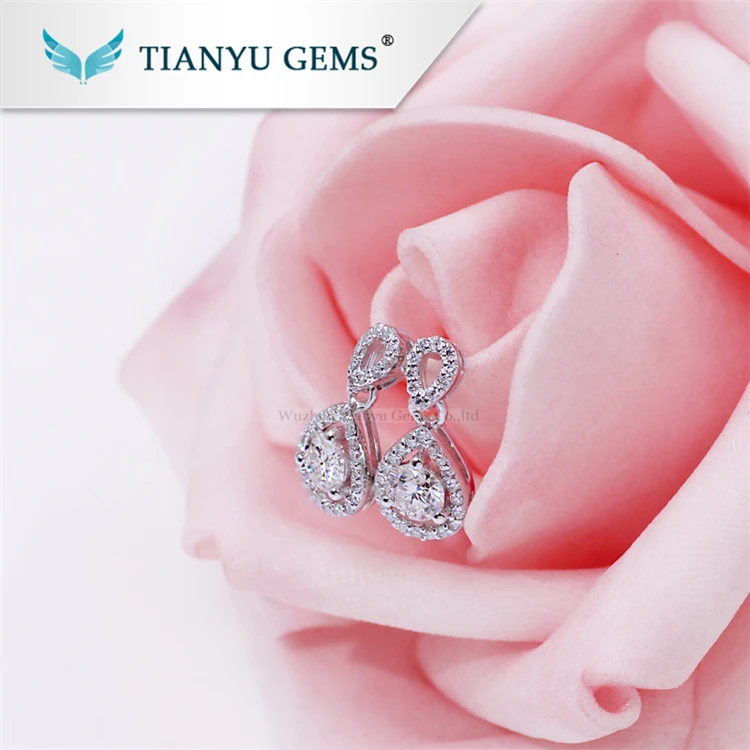 

Tianyu gems korea jewelry wholesale fashion design 925 silver gold plated moissanite women earring