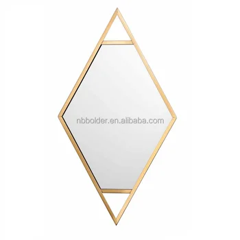 Wholesale Contemporary Decorative Rhombus Diamond Shape Gold Metal Wall Mirror For Living Room Buy Diamond Shape Wall Mirror Gold Wall