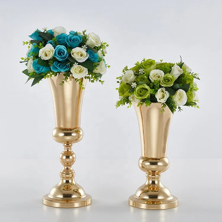 
Wedding decoration gold trumpet metal round flower vase  (62209977822)