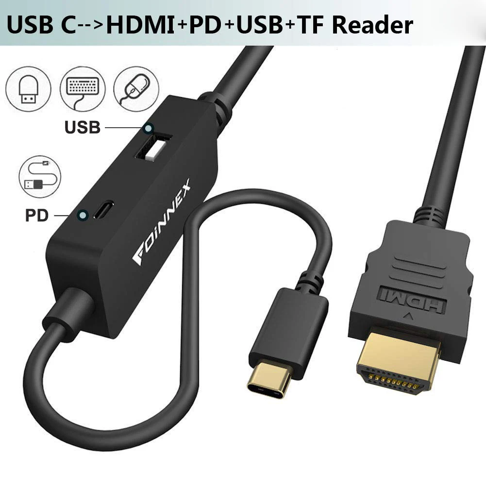 Krav Afslut tjeneren Source USB C to HDMI Cable Power PD Charging 4K@60Hz Type C DeX Station  Dock for Samsung S9,S10,S8,Note 9/8 Huawei P20/P30 Type C on m.alibaba.com