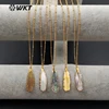 WT-N1081 WKT Wholesale hot natural shell carved feather charm 24k real gold cable beaded link chain shell necklace