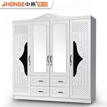 Eminem Modern Design White 4 Doors Bedroom Wall Cabinet Clothes Wardrobe Wooden Almirah Designs With Mirror Buy Wooden Almirah Designs With
